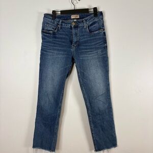Kut From The Kloth Mid Rise Straight Leg Jeans Size 6 Raw Edge
